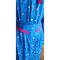 Vintage 80s Blue Silk Dress Polkadot Print Francesca Damon Starington