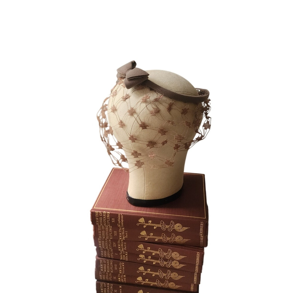 Vintage 50s 60s Halo Hat Paulette Circlet Headband Birdcage Fascinator Light Brown