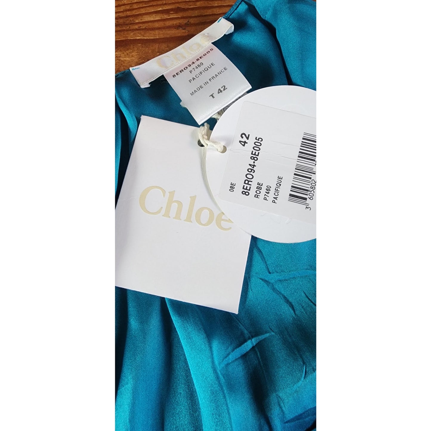 Vintage 2000s Chloe Party Dress Sleeveless Blue Silk Asymmetrical Tie NEW w/Tags