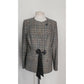 Vintage 2000s Armani Collezioni Blazer Wool Plaid Jacket Leather Sash Tie