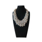 Vintage 2000s Weekend Max Mara Bib Necklace Metallic Cluster Choker Faux Pearl Crystal Cluster