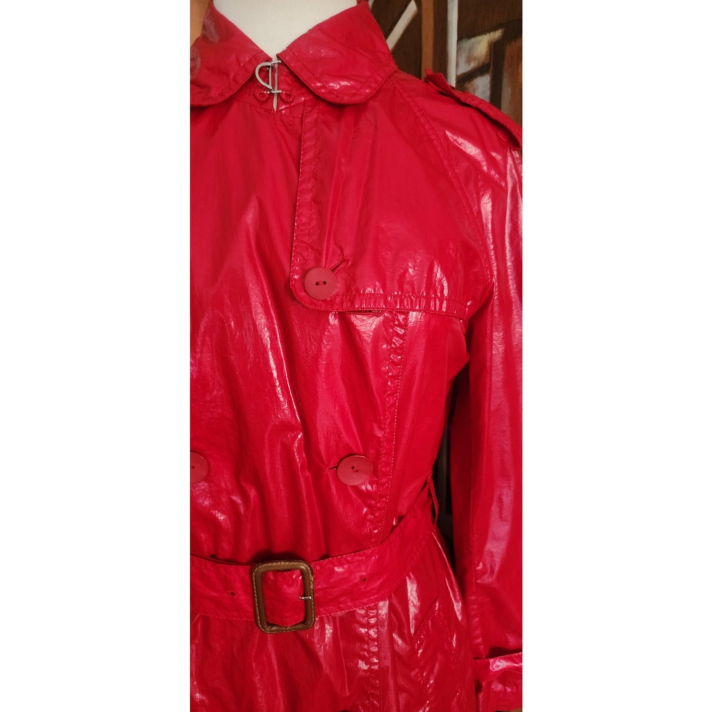 3.1 Phillip Lim Red Trench Coat Raincoat with Belt 2010s