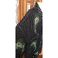 Vintage 1990s Evening Kimono Jacket Shimmering Peacock Feathers Beaded Black Duster Boho Chic Art Nouveau Deco