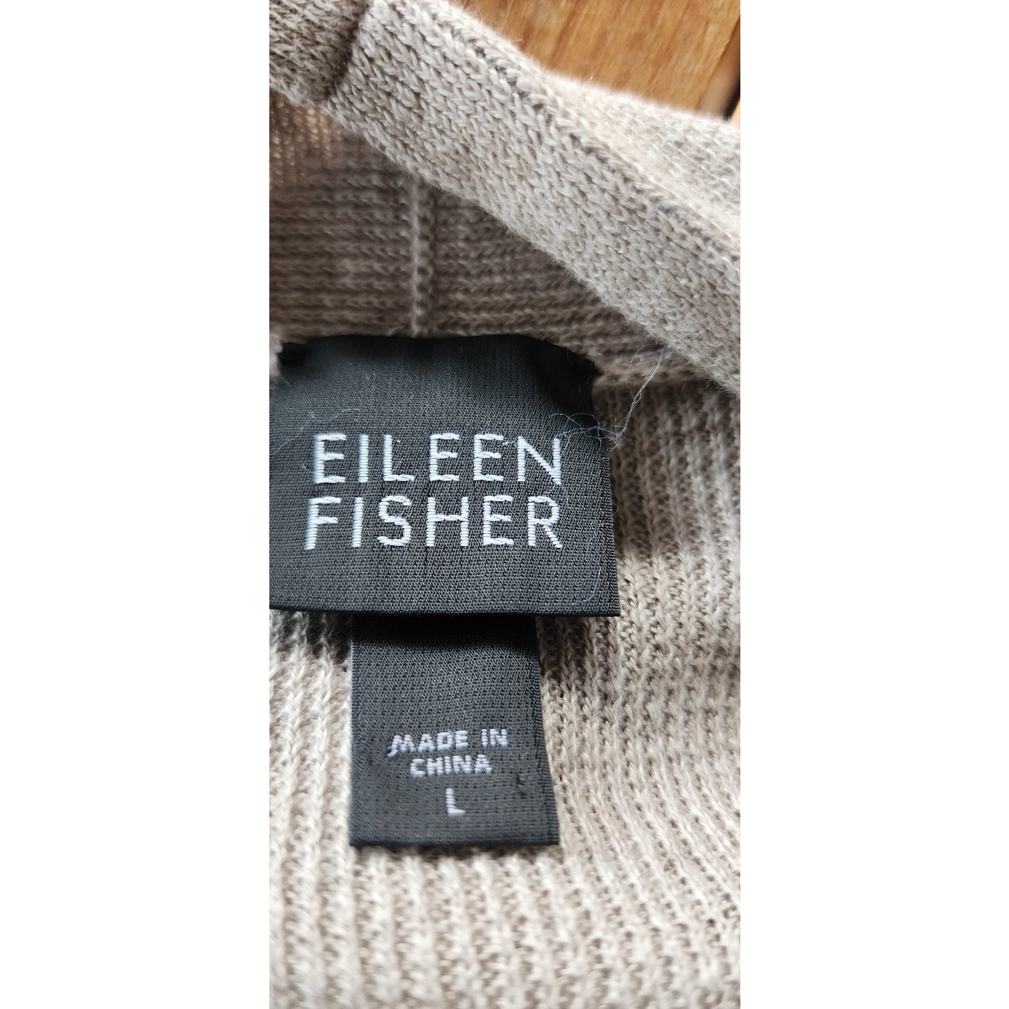 Vintage Eileen Fisher Linen Cardigan Sweater Beige Knit / L