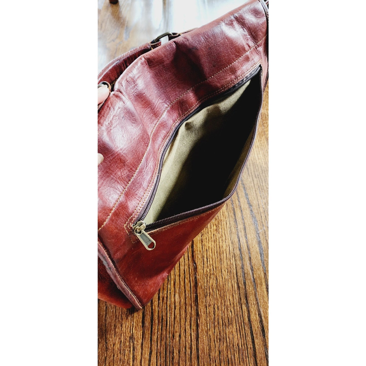 Vintage Brown Leather Messenger Bag Satchel