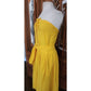 Vintage 80s Sonia Rykiel Strapless Dress Yellow Cotton Button Front Sash Belt Waist