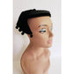 Vintage 1950s Black Hat Fascinator Modernist Avant Garde Cocktail Beanie Hat Pom-Pom Fringe Yeagers Akron Ohio
