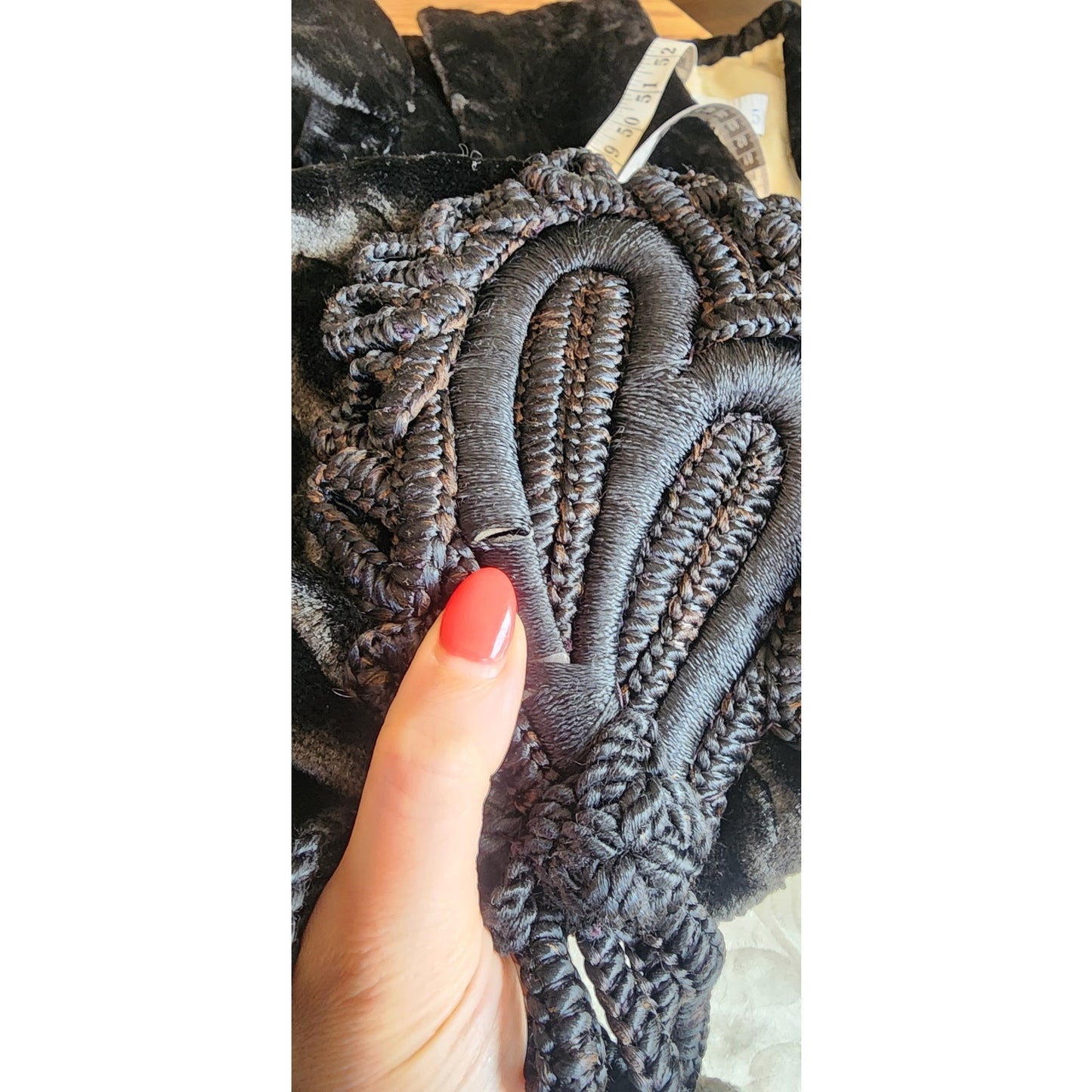 Antique 1910s 20s Edwardian Art Deco Black Textured Silk Velvet Opera Coat Frock Jacket with Silk Chord Knot Closure