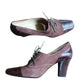 Vintage 1930s Style Brown Suede Shoes Lace Up Oxford Heels Anne Klein 6.5