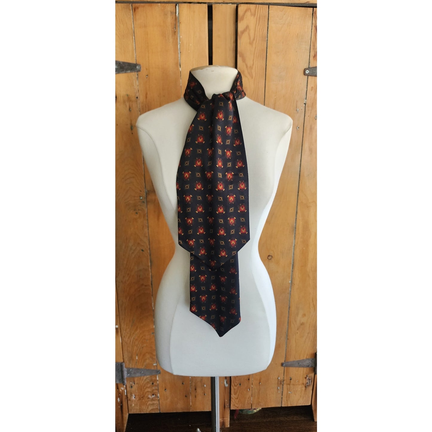 Vintage 1990s DKNY Ascot Scarf Equestrian Horse Print