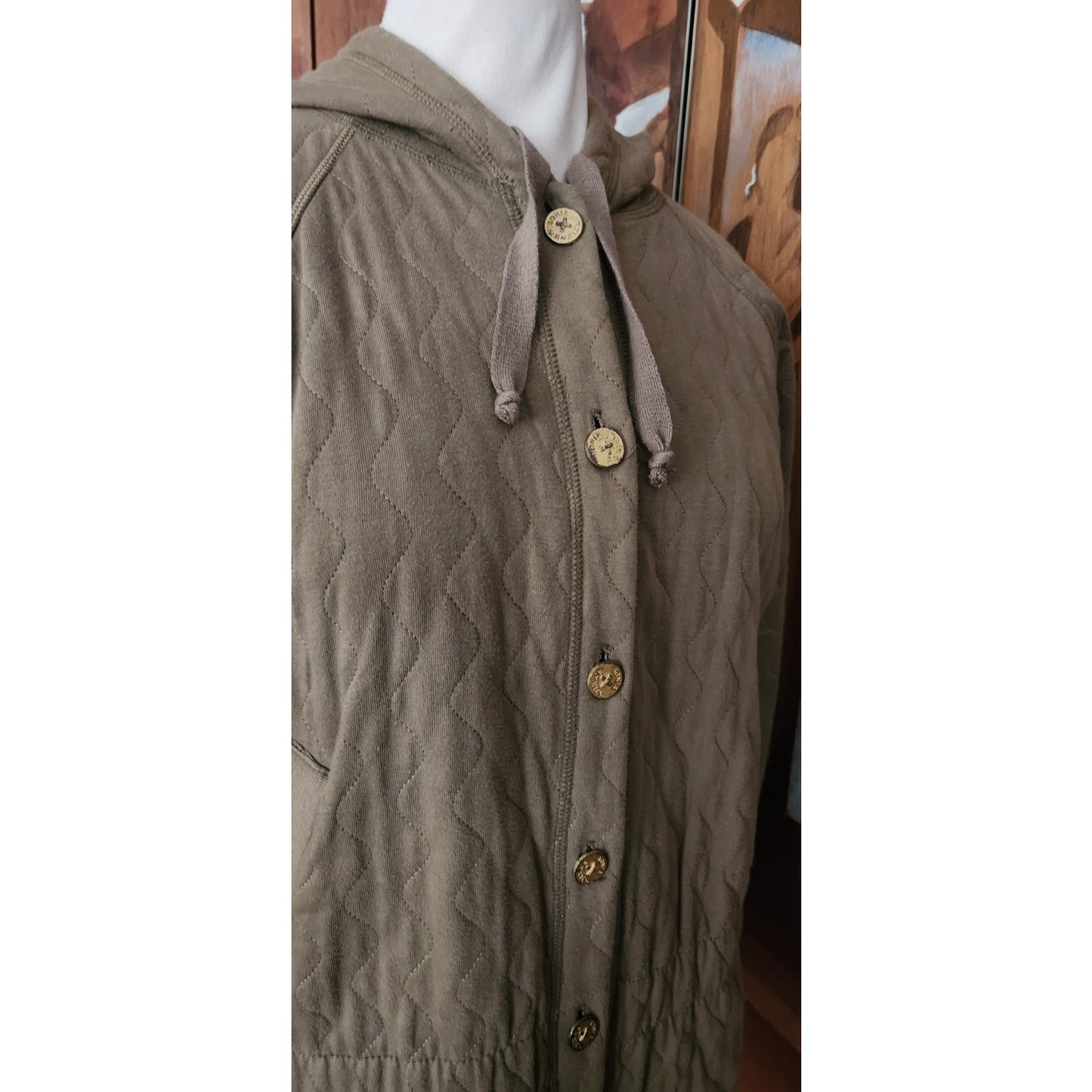 Vintage Sonia Rykiel 90s Quilted Hooded Jacket Brown Mid-Length / M