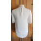 Vintage White Linen Blouse w/Lace Applique / S-M