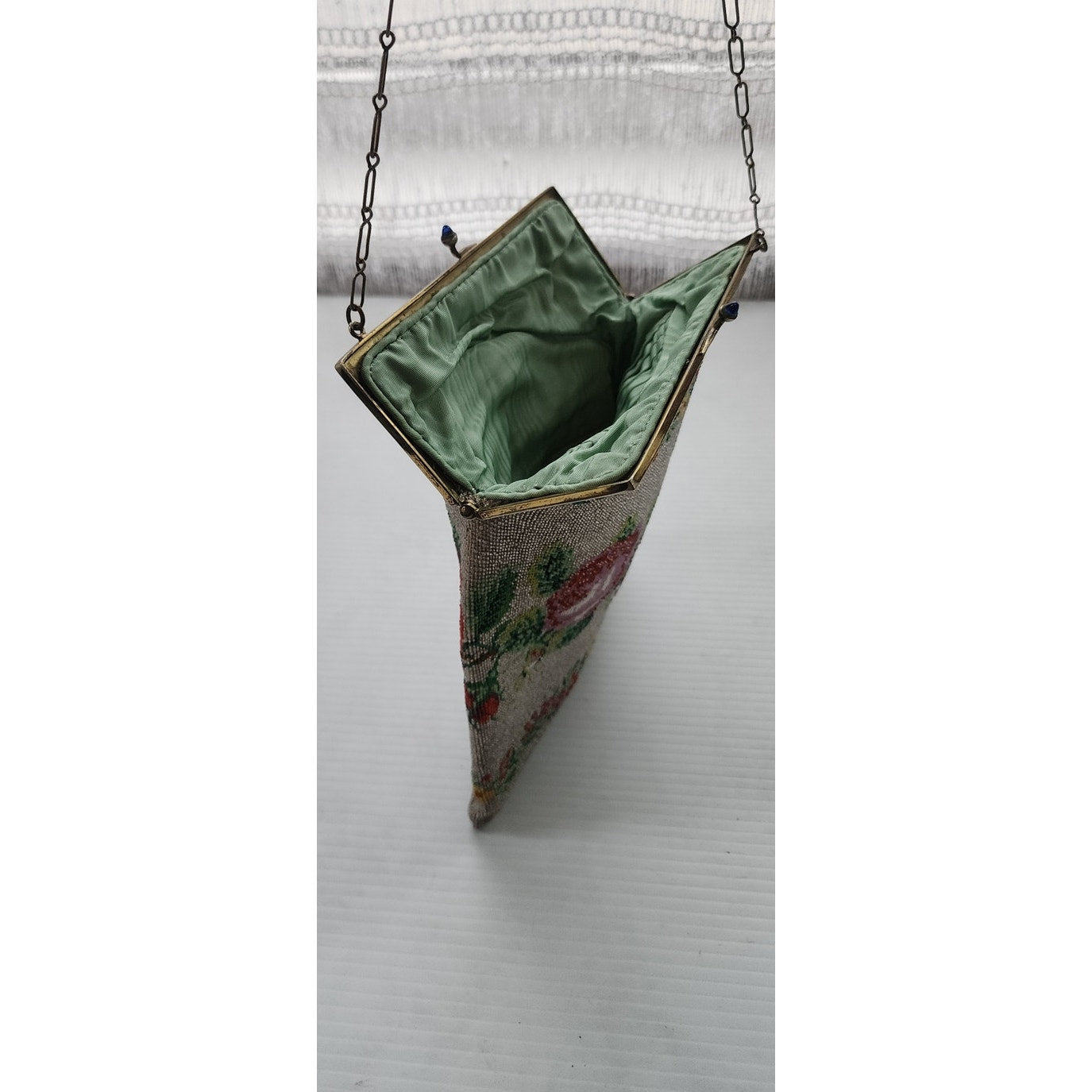 Antique 20s Beaded Bag Floral Pattern Art Nouveau