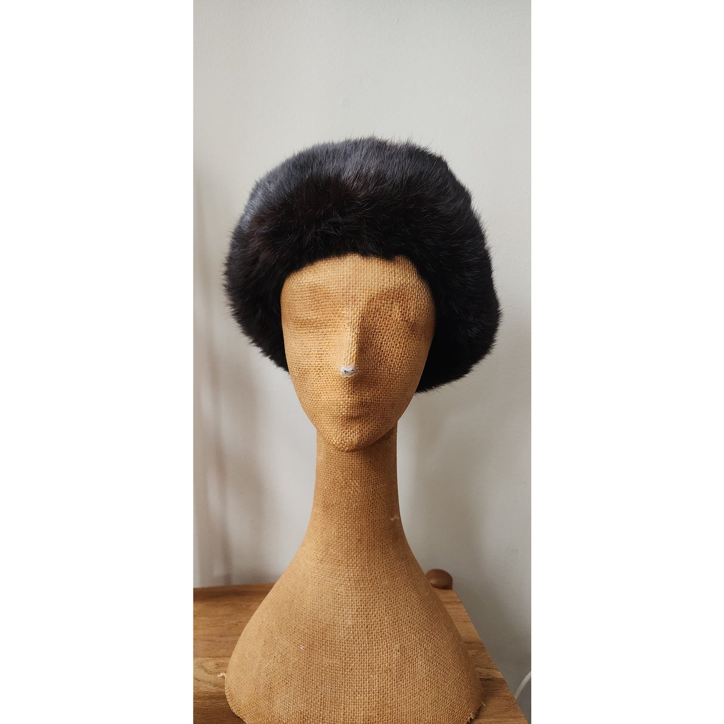 Vintage Black Fur Trapper Hat North King Ushanka Rabbit + Suede Ear Flaps Unisex