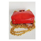 Vintage 90s Judith Leiber Bag Red Lizard Leather Gold Minaudiere