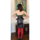 Vintage 90s Black Leather Strapless Dress Bodycon August Silk / S