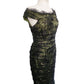 Vintage 2000s M for Missoni Evening Dress Green Black Lace Off the Shoulder / M