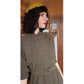 Vintage 40s Day Dress Textured Belted Brown Olive Green Kabro of Houston