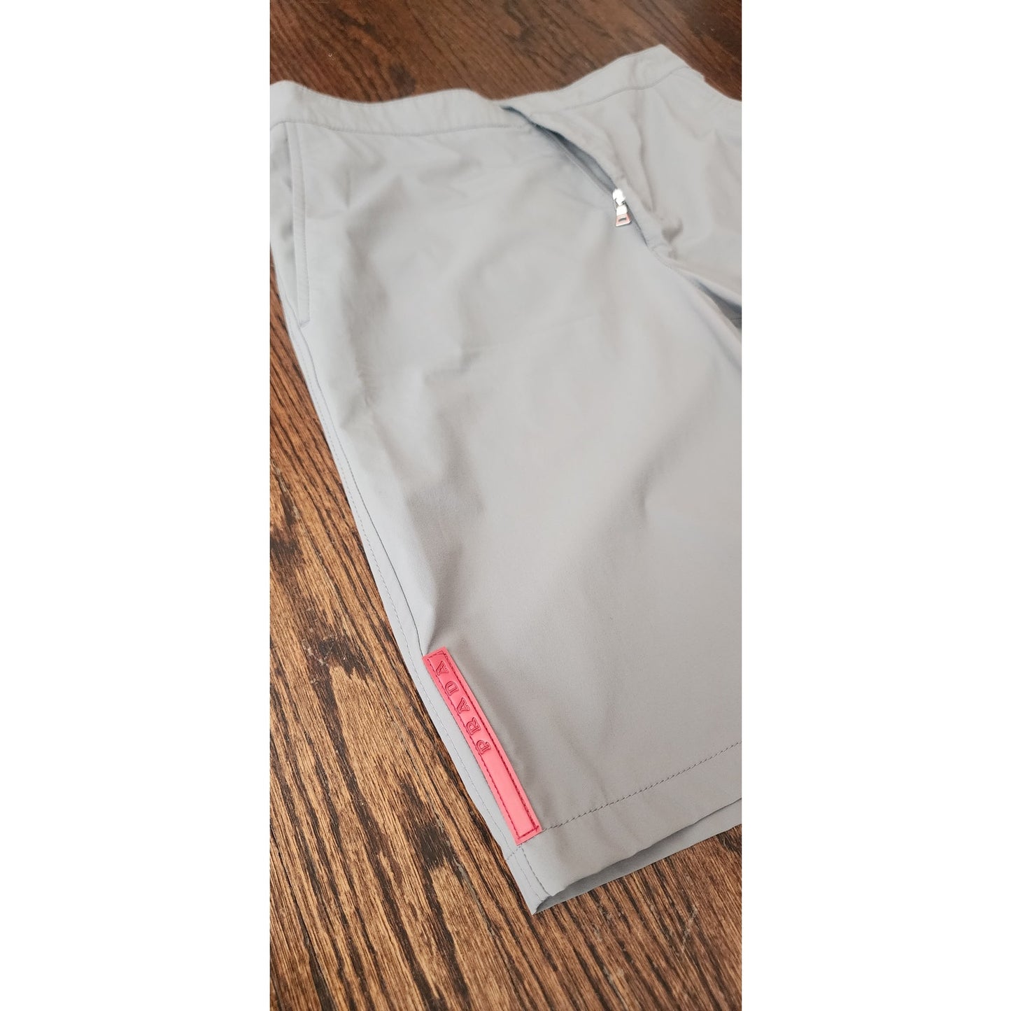 Vintage Prada Sport 2000s Linea Rossa Mens Shorts Grey Red Logo Tab Archival Adjustable