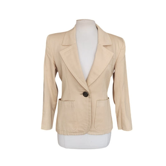 Vintage 80s YVES SAINT LAURENT Beige Blazer Single Button Jacket