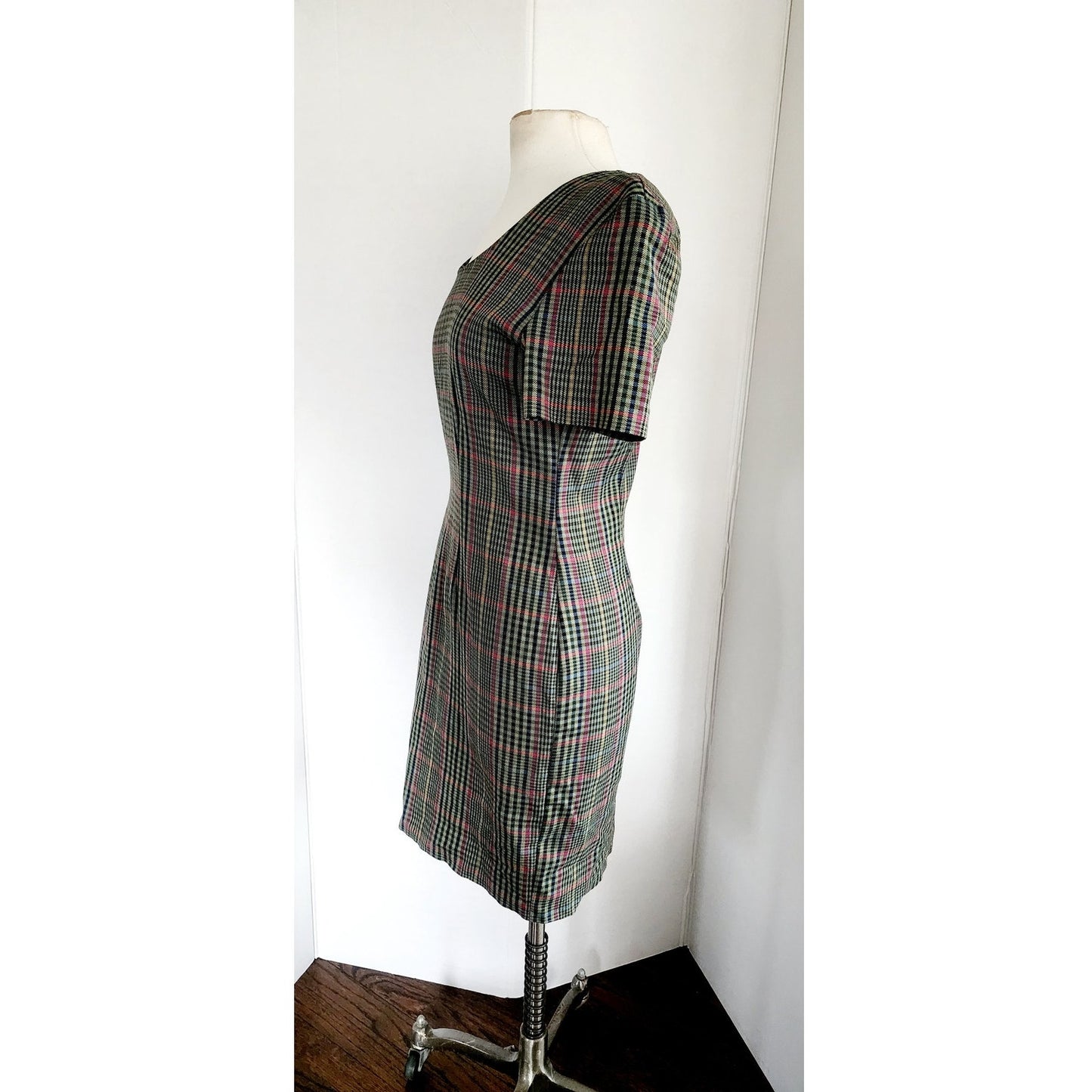 Vintage 90s Plaid Dress Olive Green by My Michelle / M