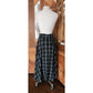 Vintage 90s Anne Klein II Black White Plaid Midi Skirt Linen / M