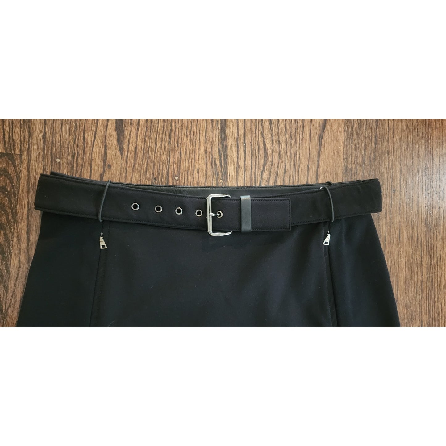 Archive Prada Sport AW 1999 Nylon Belted Technical A Line Skirt Linea Rossa Red Tab Size L