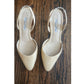 Vintage 1990s Oscar de la Renta Slingback Pumps 38 Beige Cream Gold Weave Texture Kitten Heels Shoes