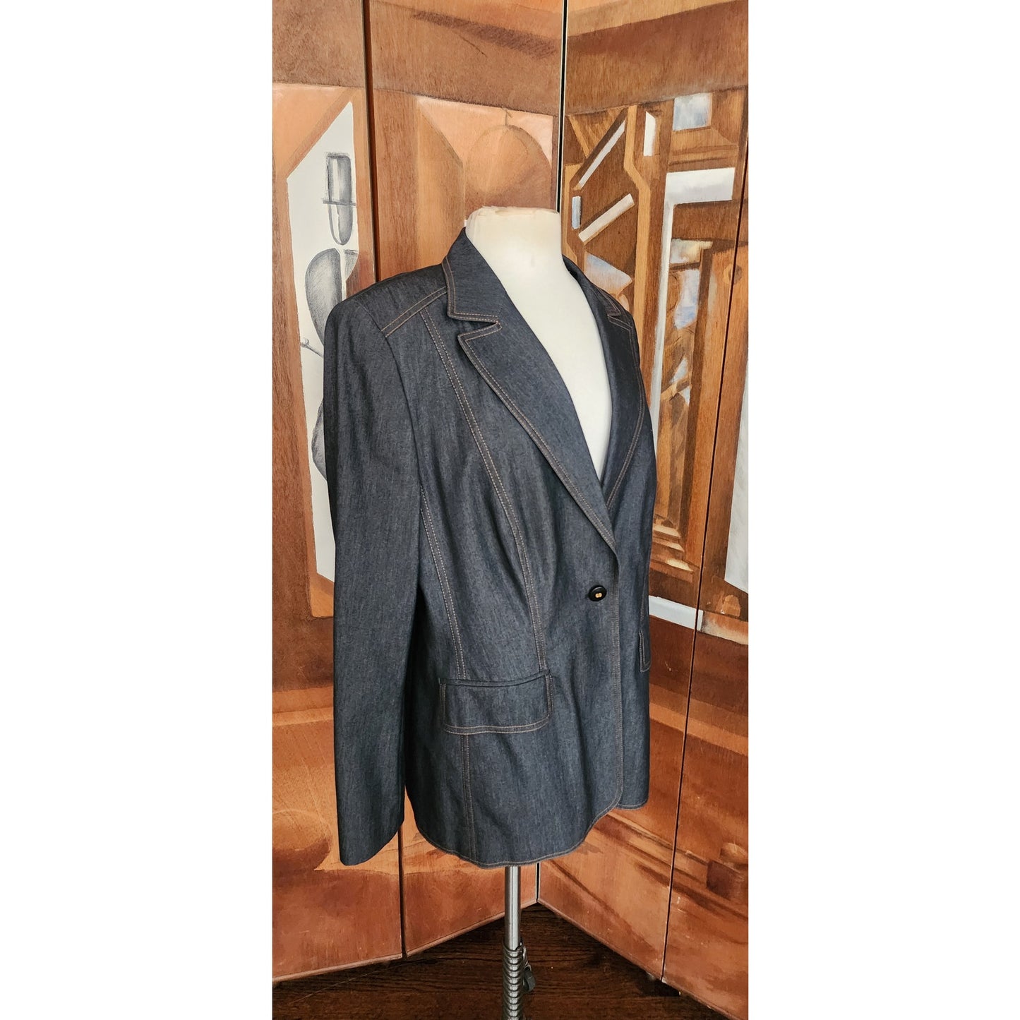 Vintage 2000s Escada Denim Pant Suit Dark Wash Jeans Neiman Marcus