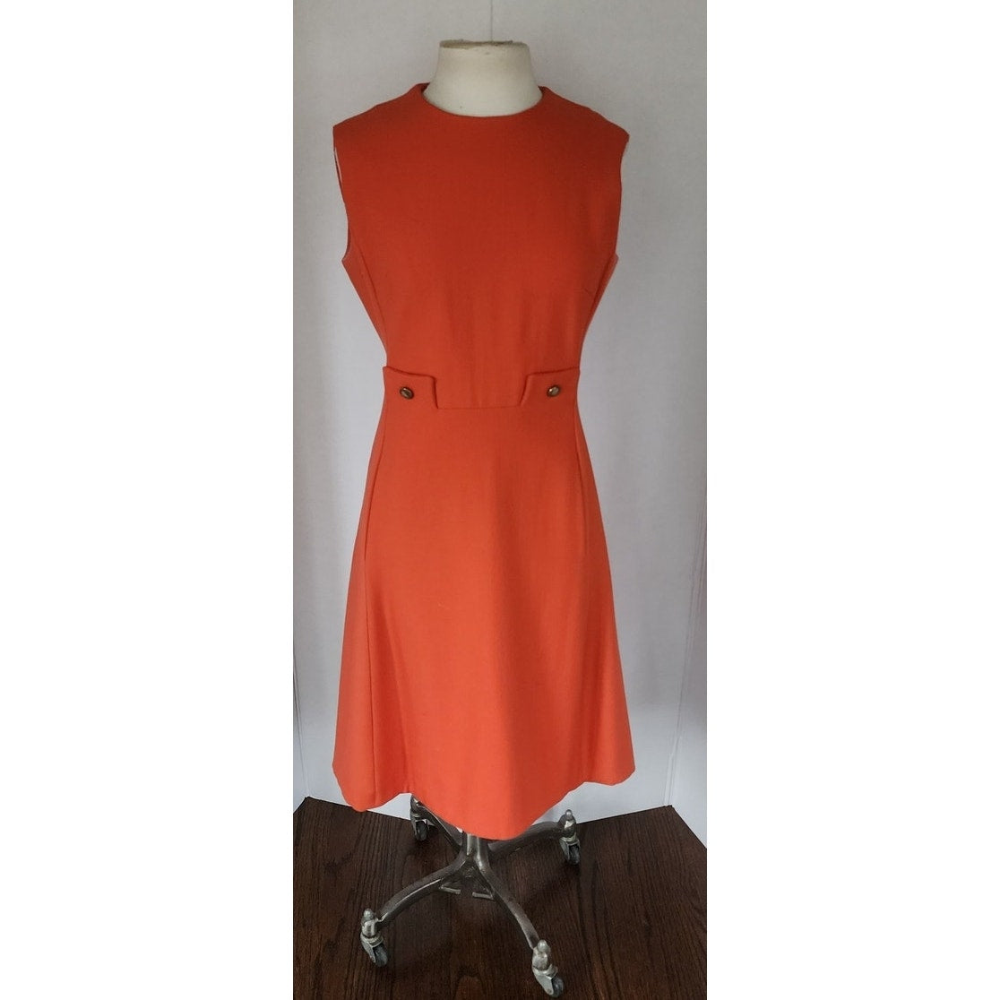 Vintage 60s Orange Dress Mod A Line Skirt / Medium