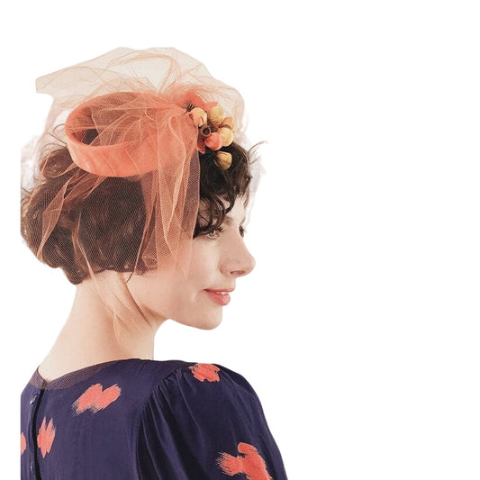 Vintage 50s Fascinator Orange Berries Fruit Cocktail Hat