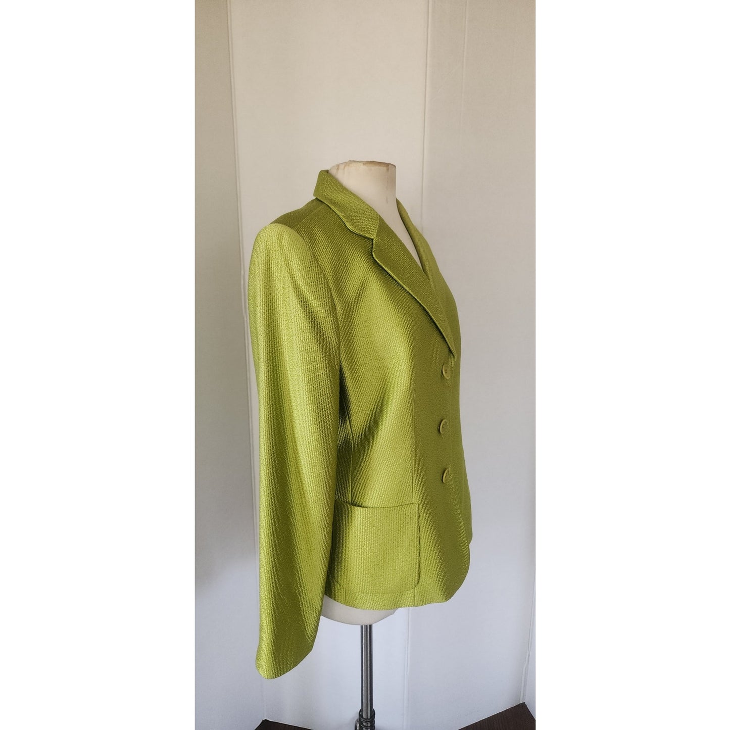 Vintage 2005 Armani Collezioni Blazer Textured Lime Green Jacket Size 16