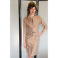 Vintage 50s Beige Silk Dress Suit w/Rhinestones