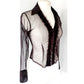 Vintage 90s Sheer Blouse Brown Mesh Ruffled Front