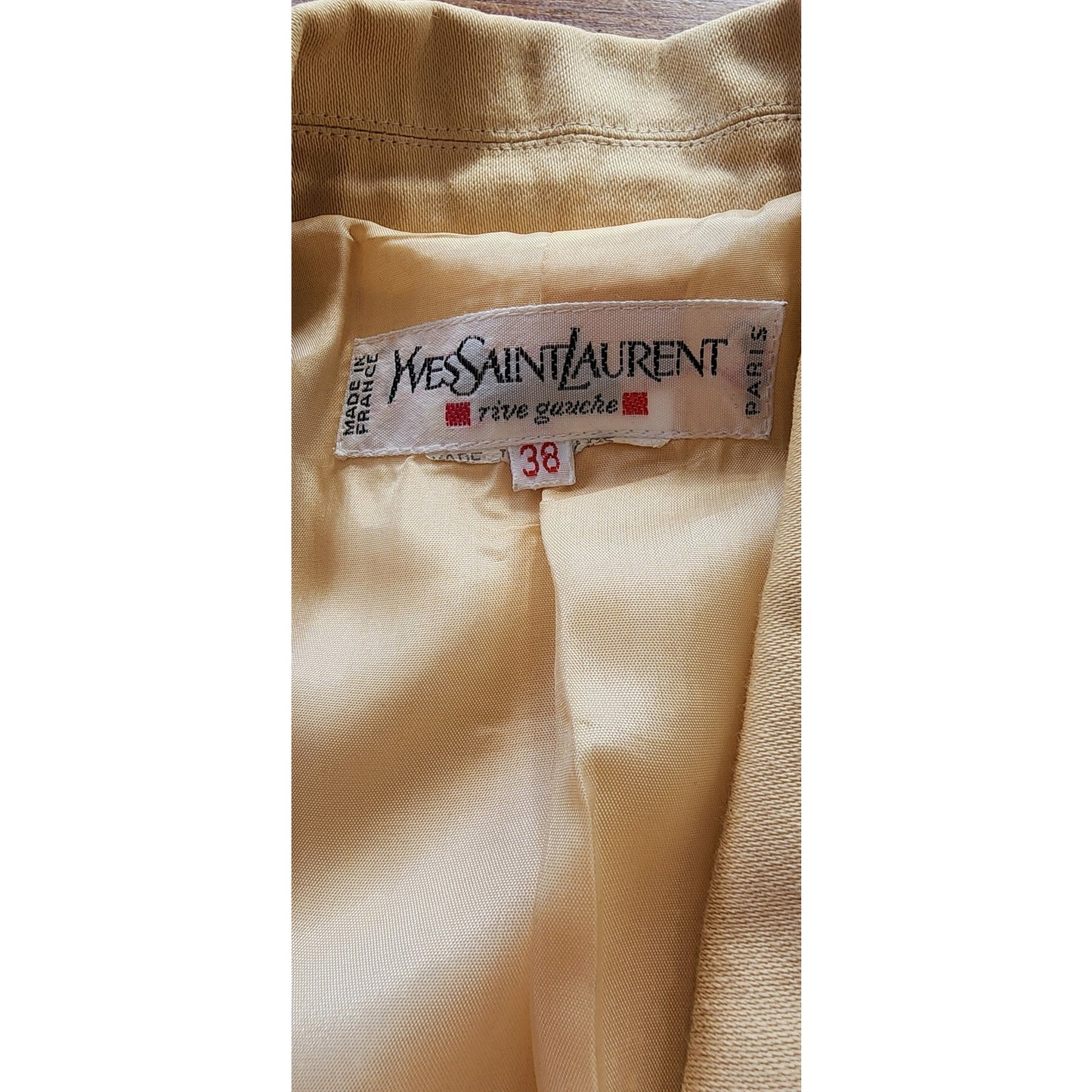 Vintage 80s Yves Saint Laurent Skirt Suit Cream Cotton Mini Skirt + Blazer