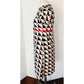 Vintage 60s Mod Dress Suit / Coat Set Geometric Print Navy Blue Red White