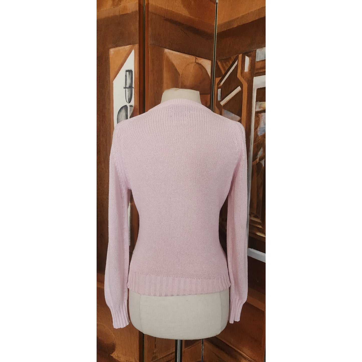 Vintage 1980s Burberrys Sweater Pink Argyle Plaid Preppy Made in Scotland
