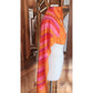 Vintage 70s Liberty of London Silk Scarf Large Orange Pink Diagonal Stripe