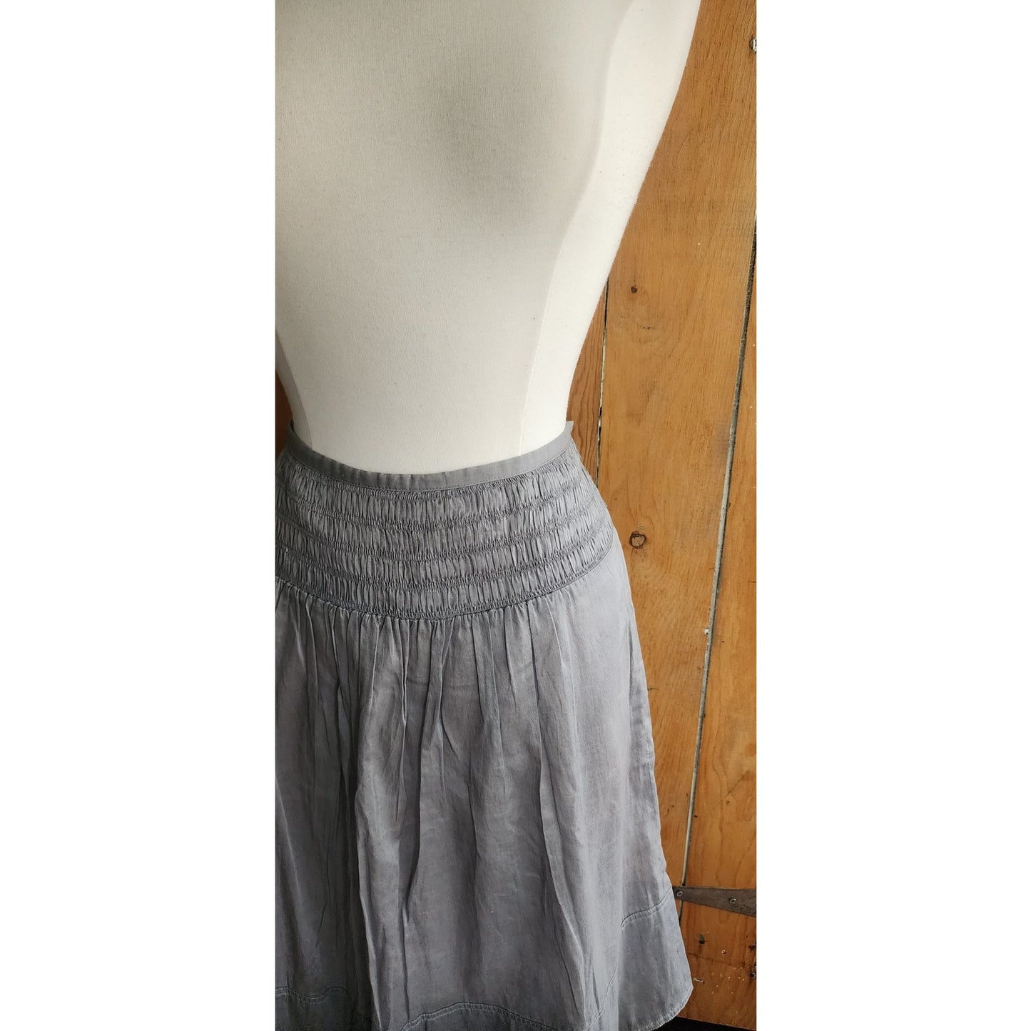 Vintage 2000s Burberry Summer Skirt Gray Cotton Midi Length / Med