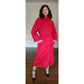 Vintage 1980s Red Wool Coat Long w/Belt Ramosport Paris