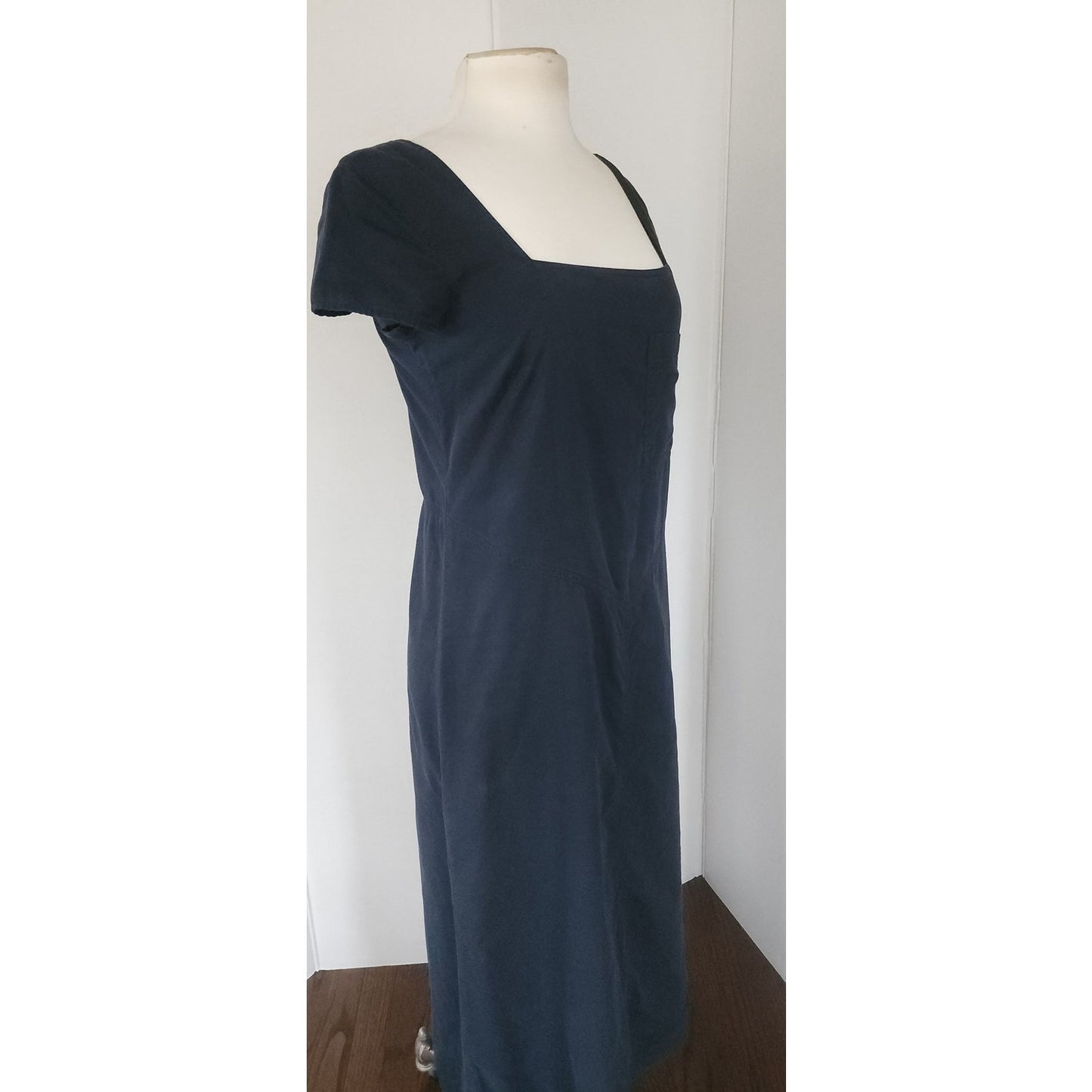 Vintage 90s Krizia Jeans Dress Short Sleeved Navy Blue Cotton / M