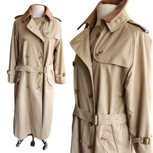 Vintage Burberrys Iconic Mens Trench Coat Beige, Wool Liner Size 42