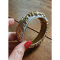 Vintage 70s Jomaz Bracelet Joseph Mazer Sculptural Brutalist Two Tone Gilt Clamper Bangle