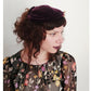Vintage 50s Hat Burgundy Red Velvet w/Beaded Floral Trim by Anne Savel