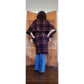 Vintage 90s Purple Wool Plaid Poncho Cloak Coat Cape w/Scarf