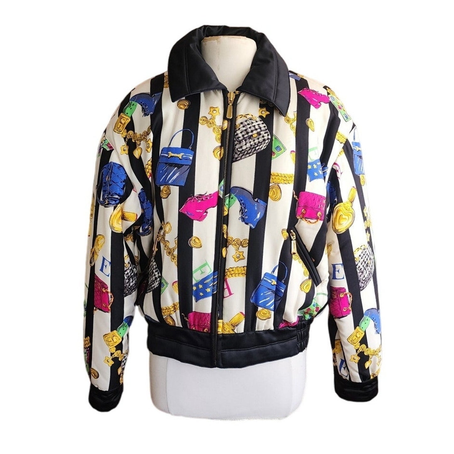 Vintage 90s Escada Bomber Jacket Silk Scarf Print Shoes Purses