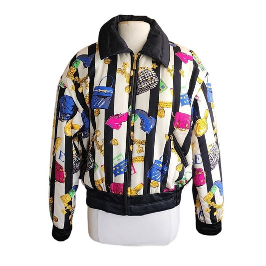 Vintage 90s Escada Bomber Jacket Silk Scarf Print Shoes Purses