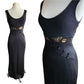 Vintage 90s Nicole Miller Evening Dress Black w/Chinese Embroidery