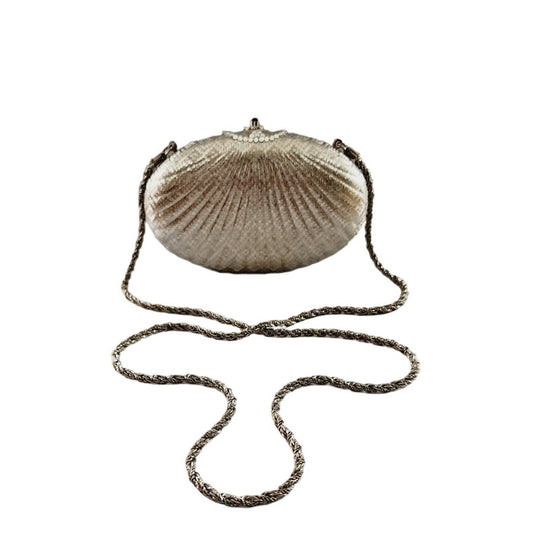 Vintage Neiman Marcus Bag Minaudiere Silver Clamshell Vanity Purse