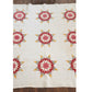 Antique American Quilt 1800s Star Of Bethlehem Cotton Turkey Red Cheddar Yellow on Ivory